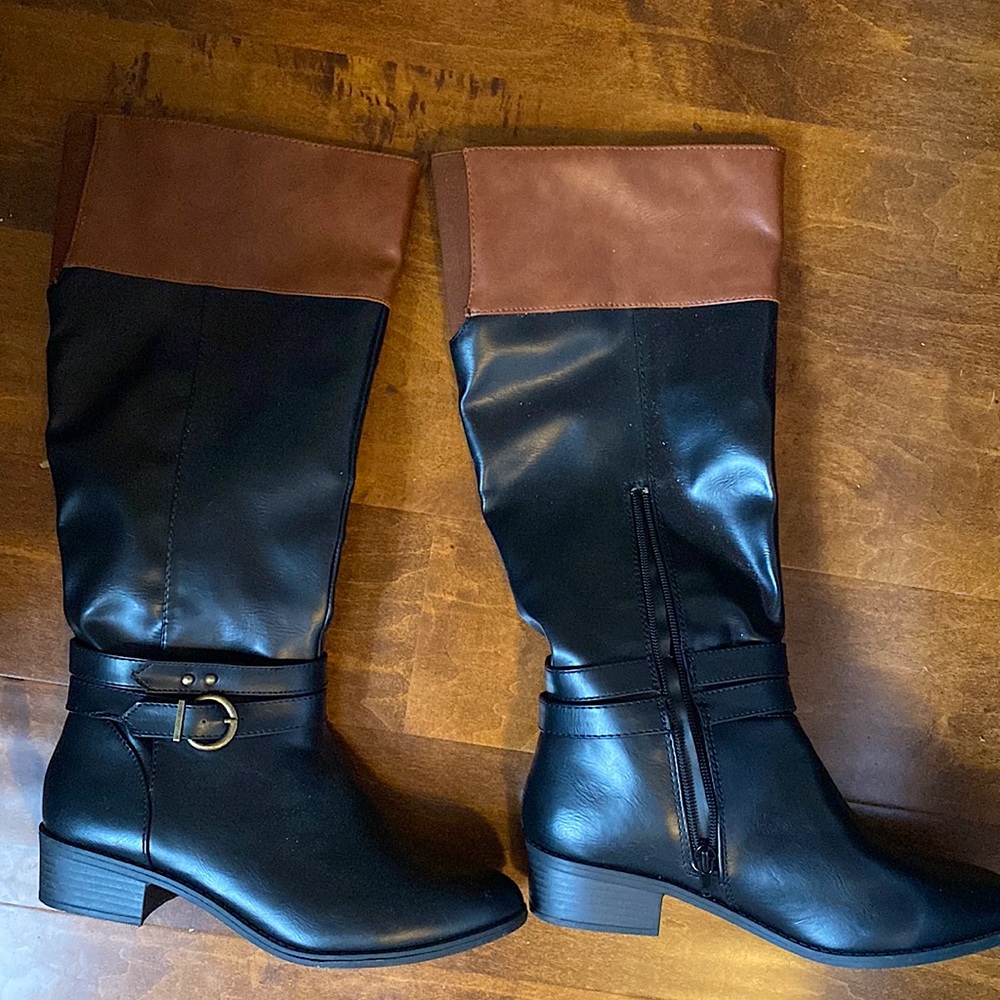 black & brown boots
